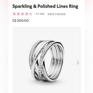 Pandora Silver Sparkling & Polished Lines Ring
